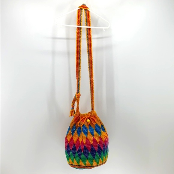 Bamboo Threads hand made in Guatemala bucket bag bright colorful - Picture 1 of 8